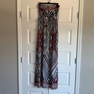 Tribal Print Strapless Maxi-Dress